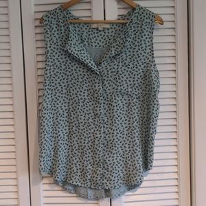 Women's Sleeveless Blouse - Light Blue Pattern